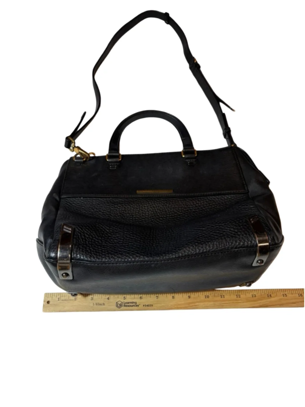 Marc by Marc Jacobs Black Leather Satchel Crossbody Shoulder Bag Gold Hardware
